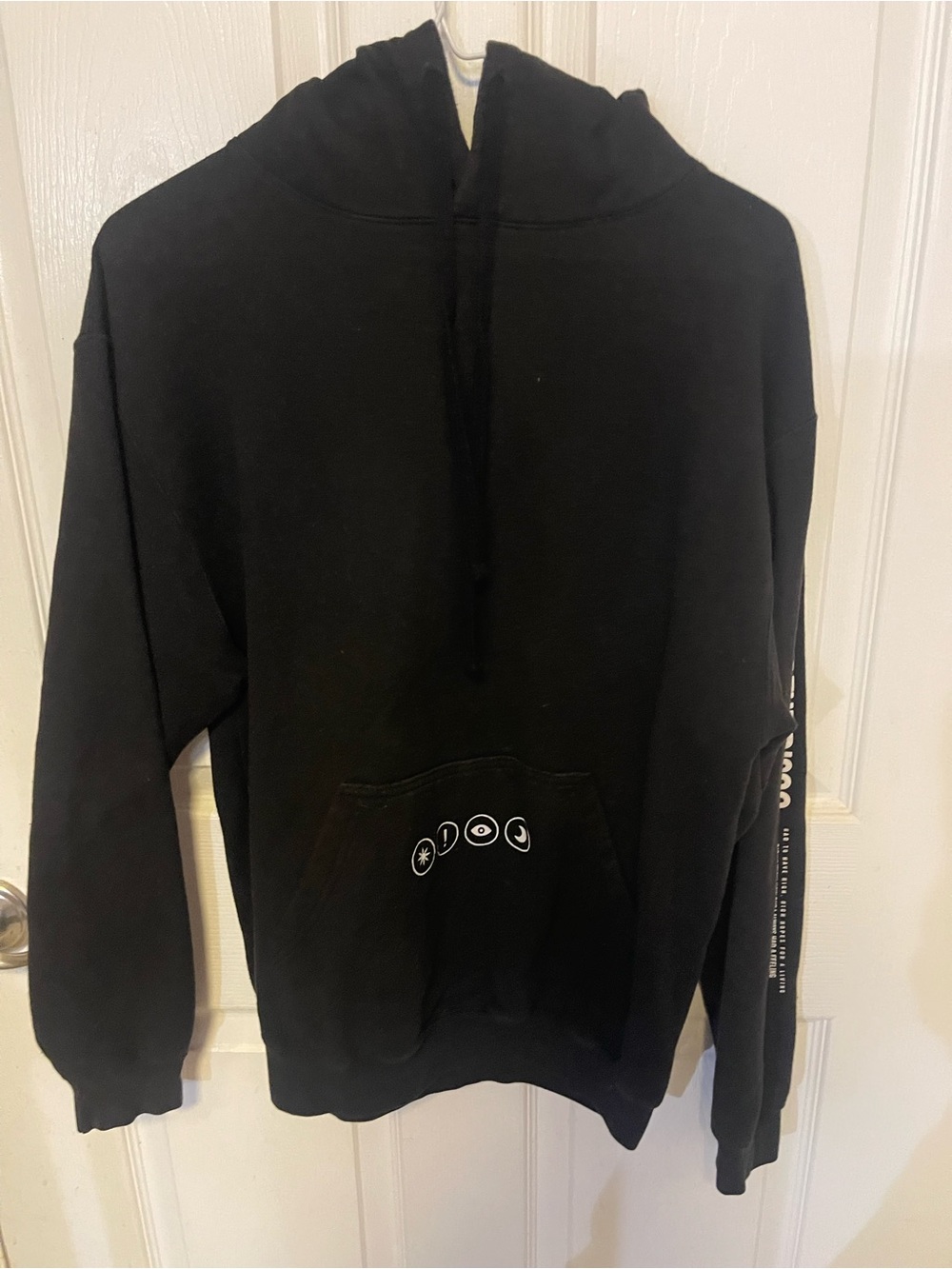 Black Men's Hoodie Sweater with Crescent Icon Detail